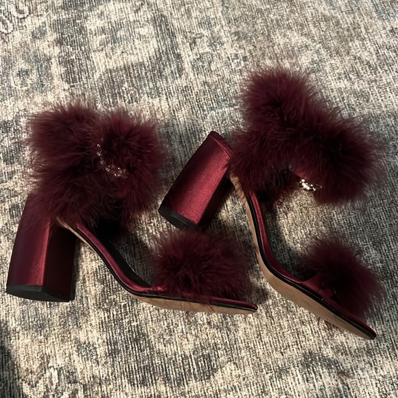 TOPSHOP Satin Feather Heels 40 - Picture 4 of 6